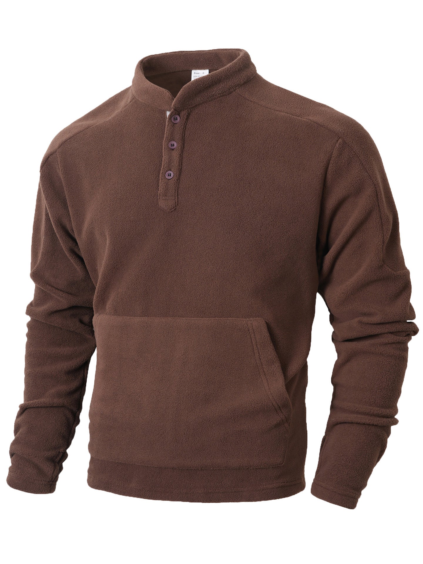 Men's fleece pullover with trendy high collar and practical button details Chic and Style