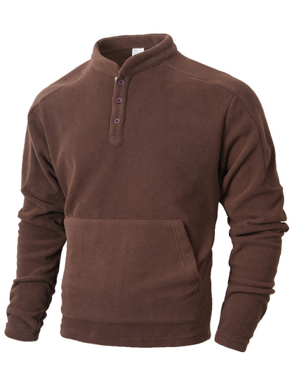 Men's fleece pullover with trendy high collar and practical button details Chic and Style