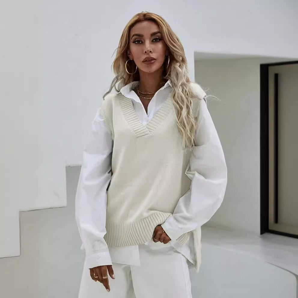 Pull en tricot pour femmes avec décolleté en V et coupe décontractée Chic und Stil