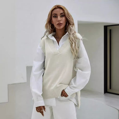 Pull en tricot pour femmes avec décolleté en V et coupe décontractée Chic und Stil