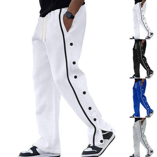 Sport leisure pants for men with side print and three snap buttons Chic und Stil