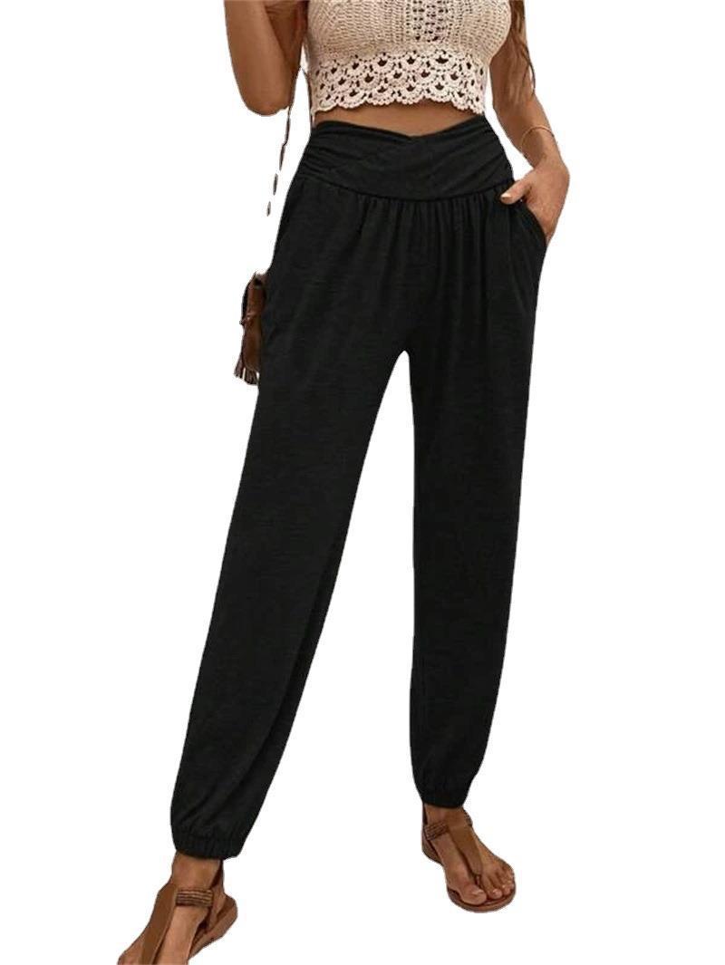 Chic and Style high-waisted elegant leisure pants for women with side pockets