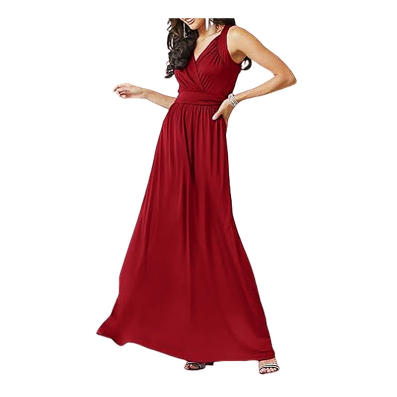 Robe maxi pour dames avec un élégant décolleté en V et une coupe fluide Chic und Stil