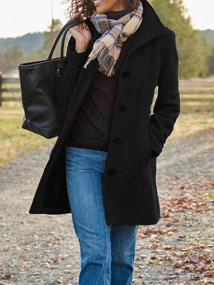 Dames élégant manteau en laine avec poches pratiques et revers classique Chic und Stil