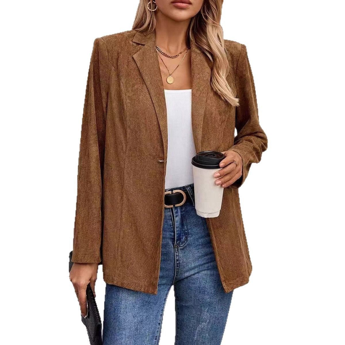 Blazer oversized à la mode pour femme en matériau structuré Chic und Stil