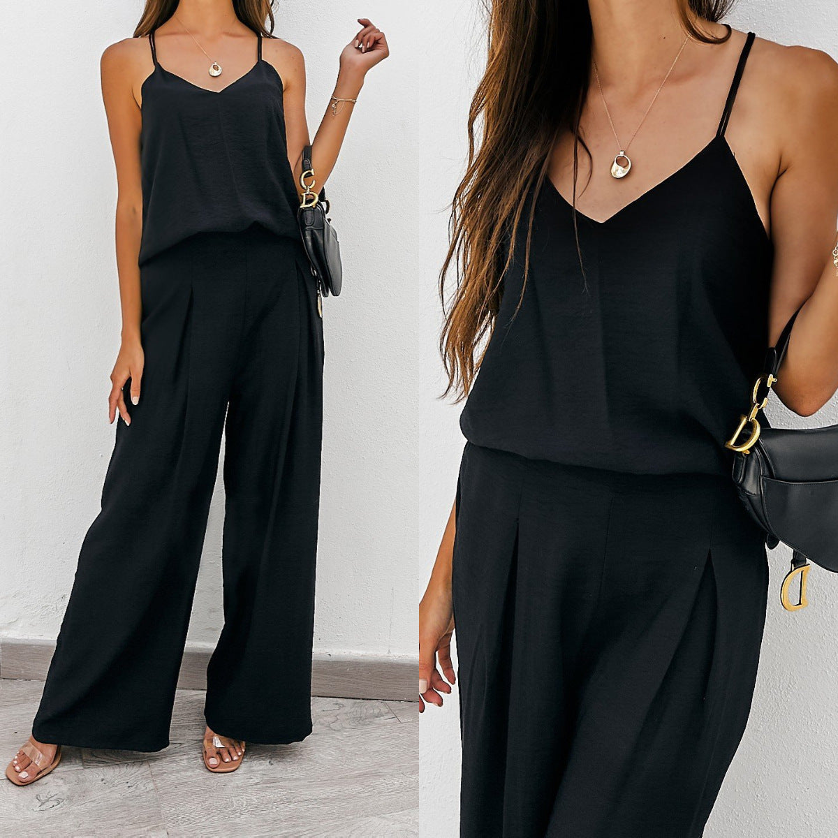 Dames haut élégant et large pantalon ensemble Chic und Stil