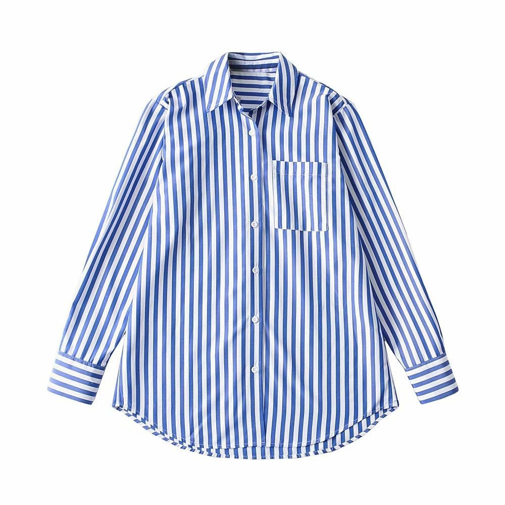 Chemise élégante pour dames avec un fin motif rayé et une poche poitrine pratique Chic und Stil