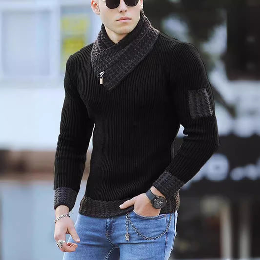 Pull en maille pour hommes avec col montant et design texturé Chic und Stil