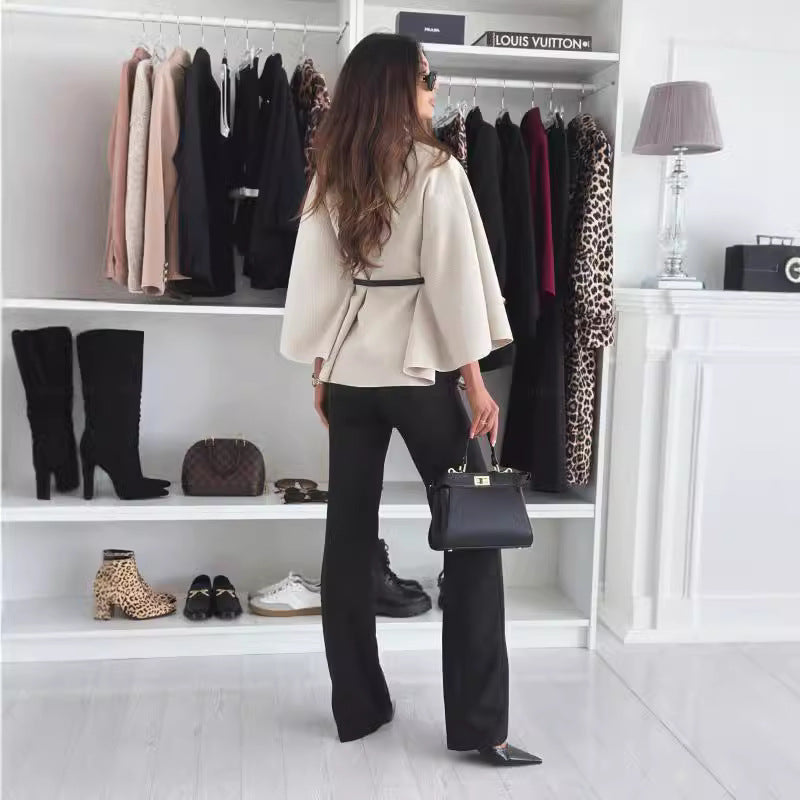 Dames Élégante tunique à encolure arrondie avec ceinture à la taille et manches amples Chic und Stil