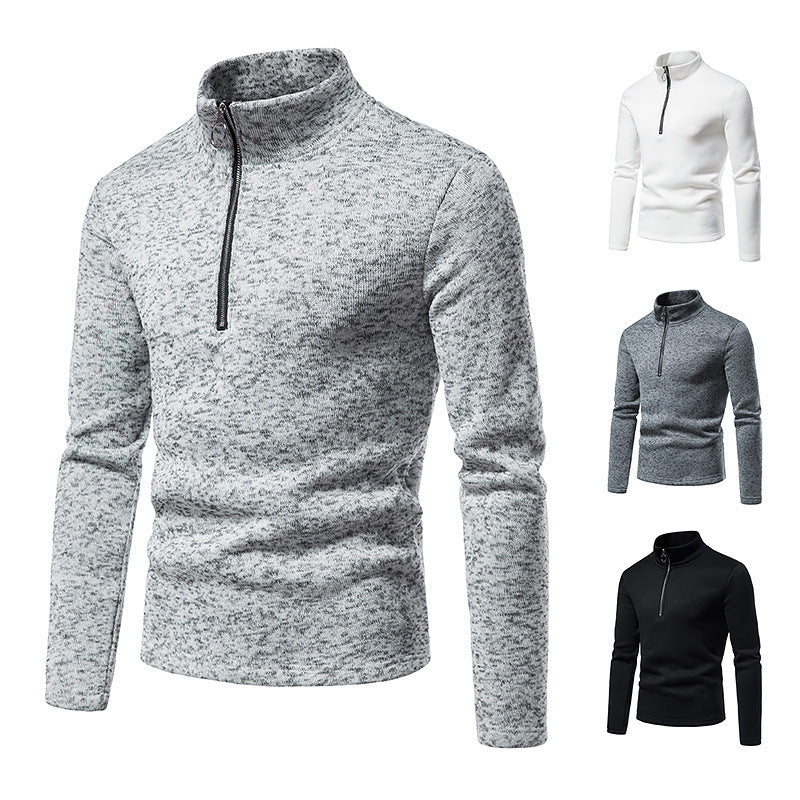Sporty pull for men with a modern high collar and practical zip details Chic and Style