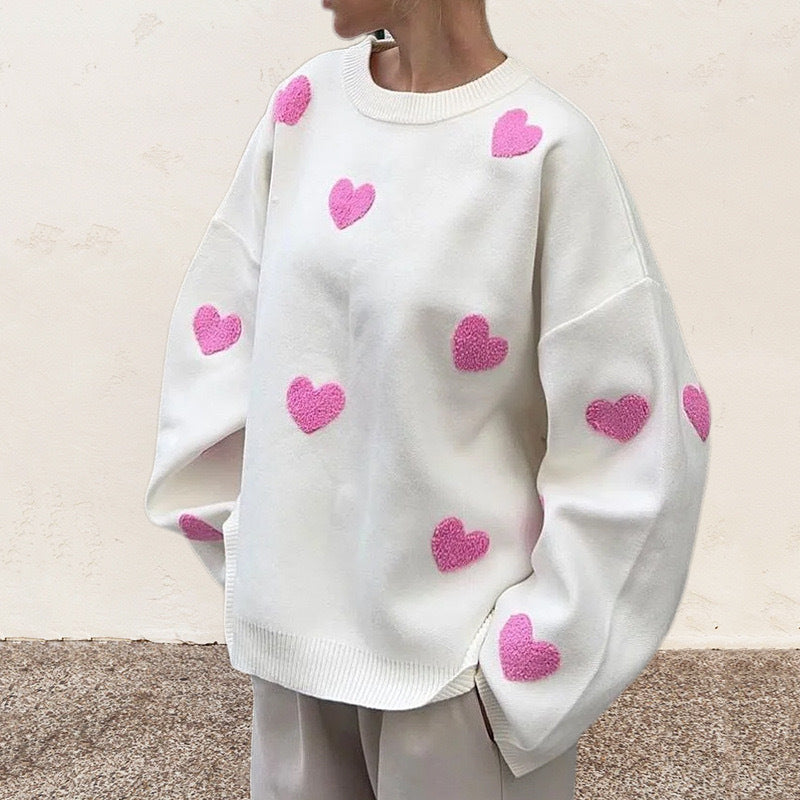 Dames Pull Confortable avec Motif Cœur Chic und Stil