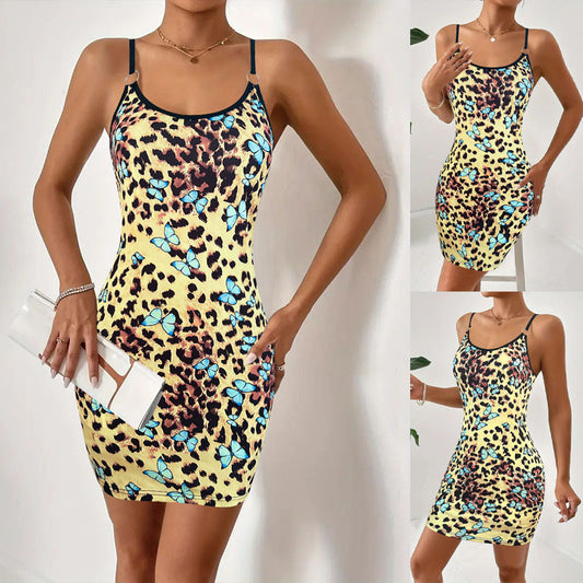 Robe mini ajustée pour femmes avec motif floral de papillons Chic und Stil