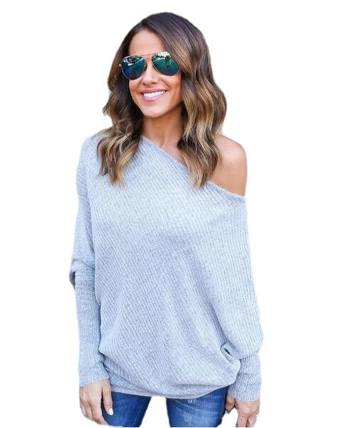 Pull-over décontracté pour femmes à épaule dénudée avec un design texturé et des manches larges Chic und Stil