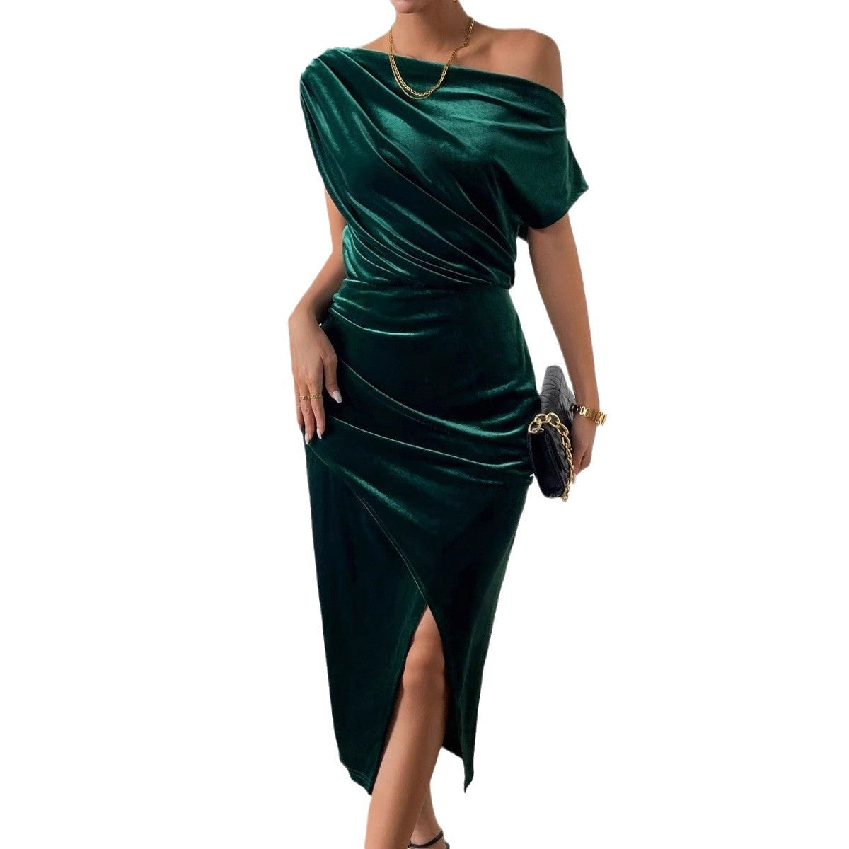 Robe enveloppante élégante pour femmes avec décolleté asymétrique et fente latérale Chic und Stil