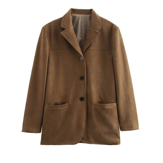 Dames Élégante Veste en Suédine Chic und Stil