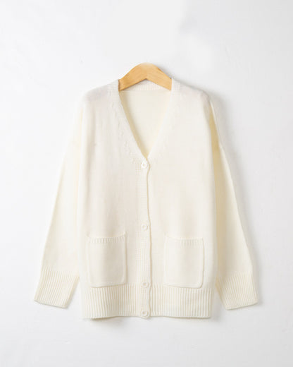 Dames Gros Tricot Cardigan avec poches pratiques et décolleté en V Chic und Stil