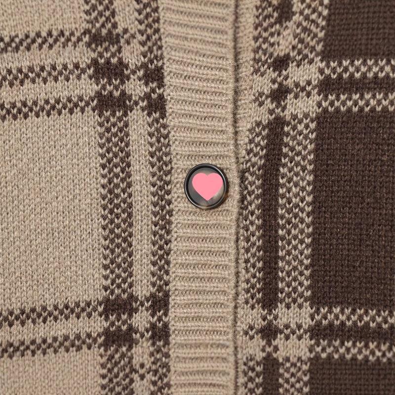 Dames cardigan tricot à carreaux confortable Chic und Stil