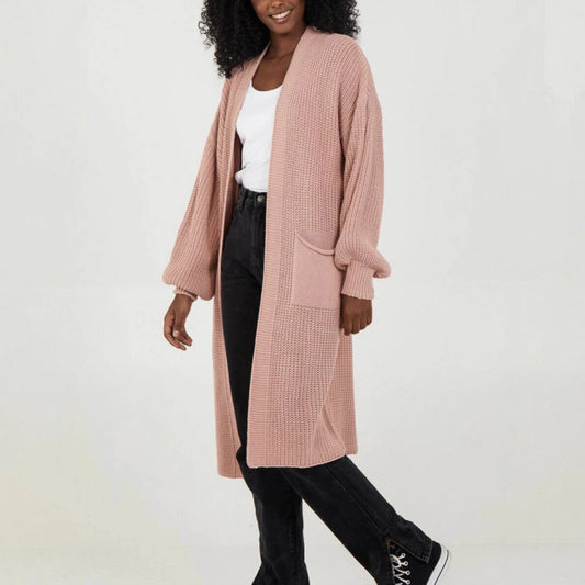 Cardigan en tricot grande taille pour femmes avec des manches volumineuses et une ouverture sur le devant Chic und Still