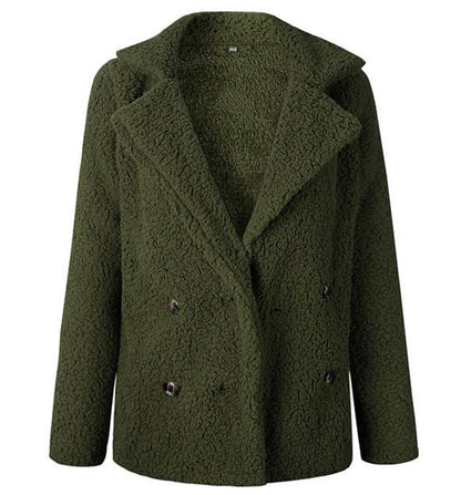 Dames Blazer en fausse fourrure à double boutonnage Chic und Stil