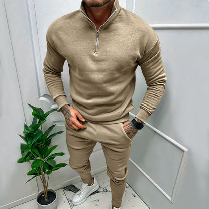 Pull-over en fleece sportif pour hommes avec fermeture éclair courte et coupe à la mode Chic und Stil