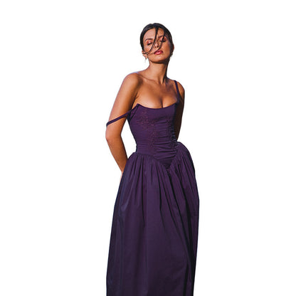 Dames Élégant Robe Midi A-Ligne Chic und Stil