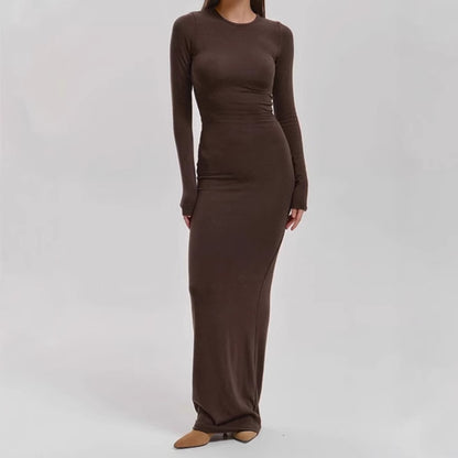 Femmes Élégante Robe Maxi à Manches Longues avec Coupe Sculptante et Grand Confort Chic und Stil