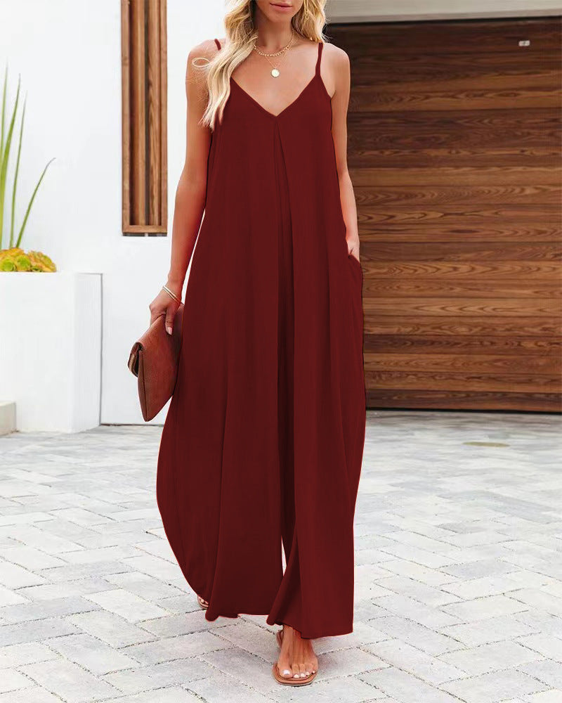 Robe maxi femme avec bretelles réglables et poches latérales Chic und Stil