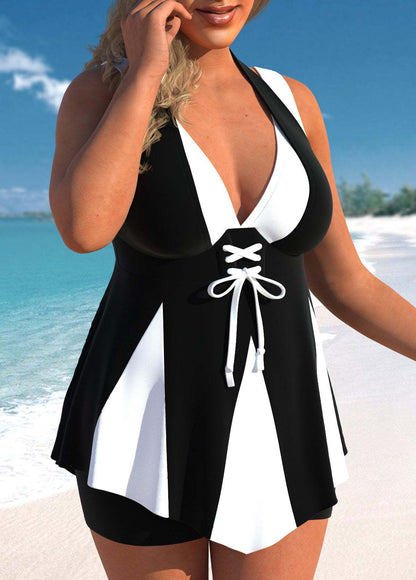 Dames Halterneck Maillot Tunika Set Chic und Stil