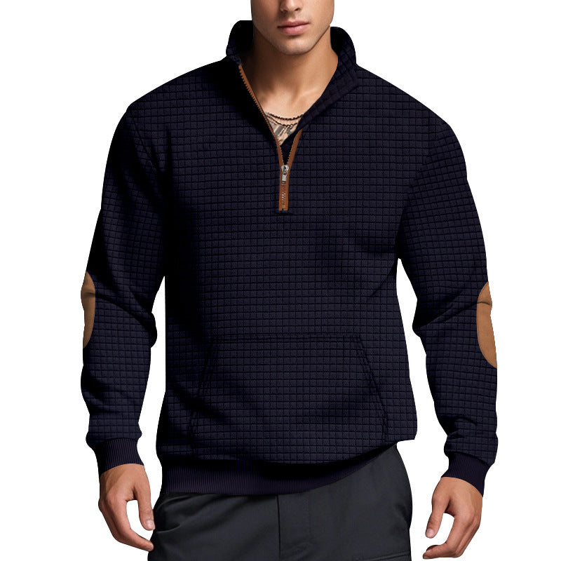 Structured fleece pullover for men with trendy high collar Chic und Stil