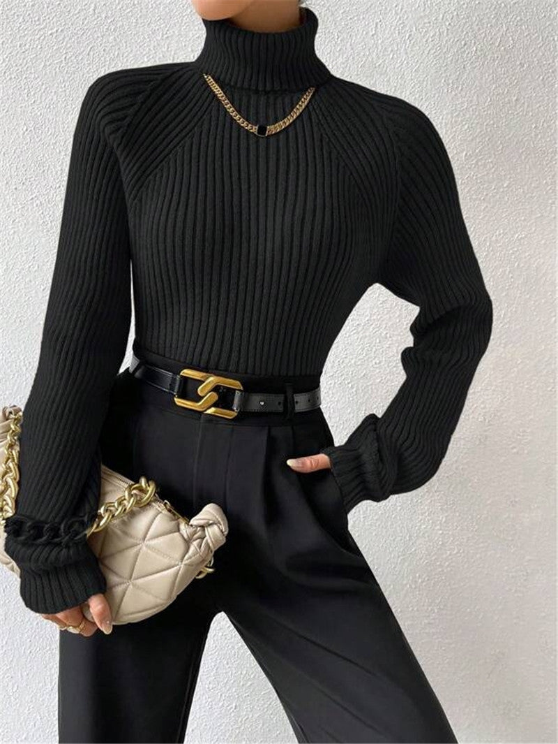 Pull femme ajusté avec texture côtelée et col montant Chic und Stil