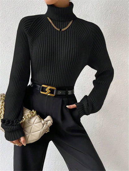 Pull femme ajusté avec texture côtelée et col montant Chic und Stil