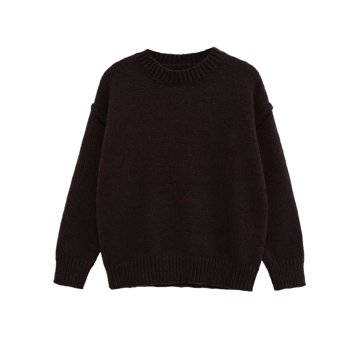 Pull en tricot décontracté pour femmes avec col rond et épaules tombantes Chic und Stil
