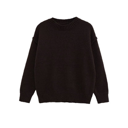 Pull en tricot décontracté pour femmes avec col rond et épaules tombantes Chic und Stil