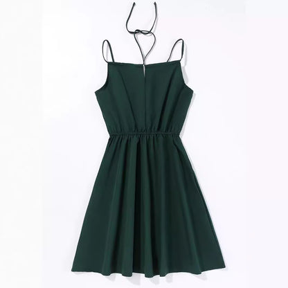 Robe d'été pour femmes avec bretelles spaghetti ajustables et cordon de taille élastique Chic und Stil