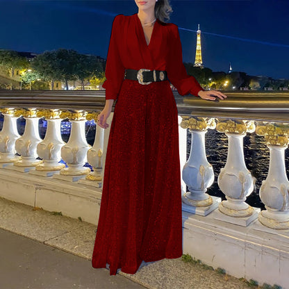 Robe de soirée glamour pour femmes avec haut scintillant et jupe évasée Chic und Stil