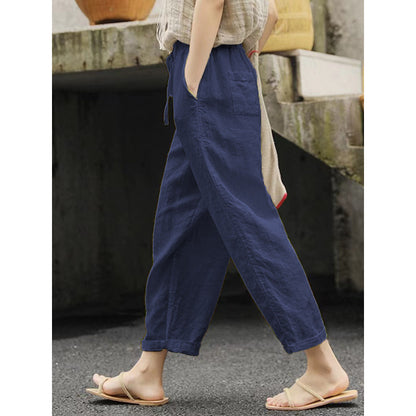 Casual linen pants for women with elastic waist and side pockets Chic und Stil