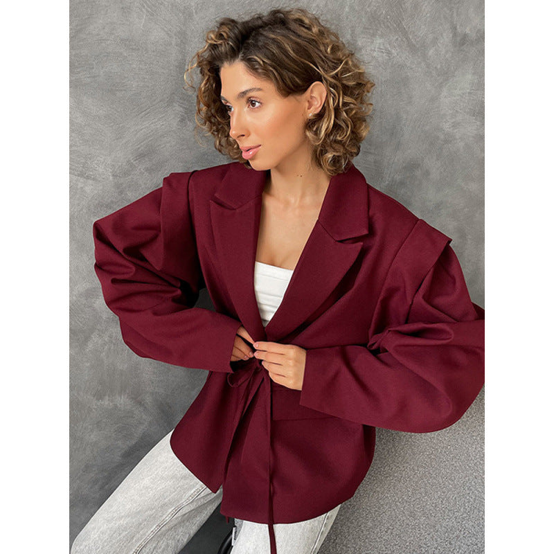 Dames élégant blazer oversize avec détail ceinture Chic und Stil