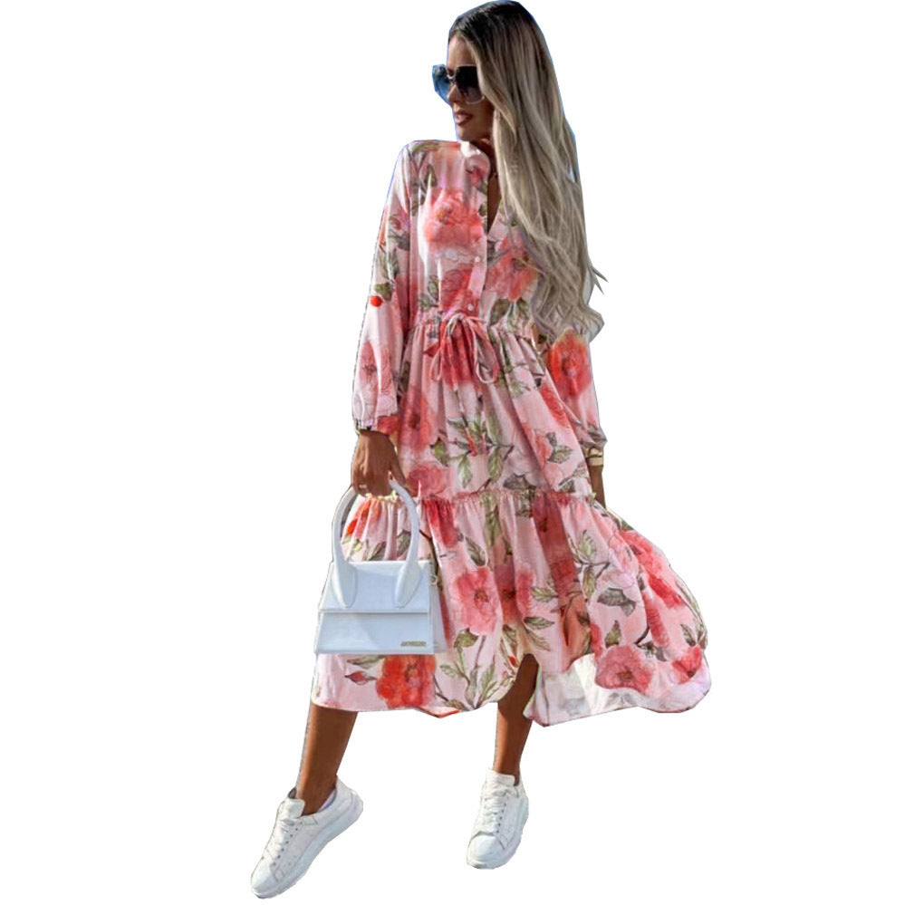 Robe t-shirt à manches longues pour femmes avec une silhouette décontractée et un cordon de serrage à la taille Chic und Stil