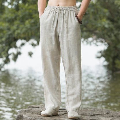 Casual linen pants for men with elastic waist and practical side pockets Chic and Style