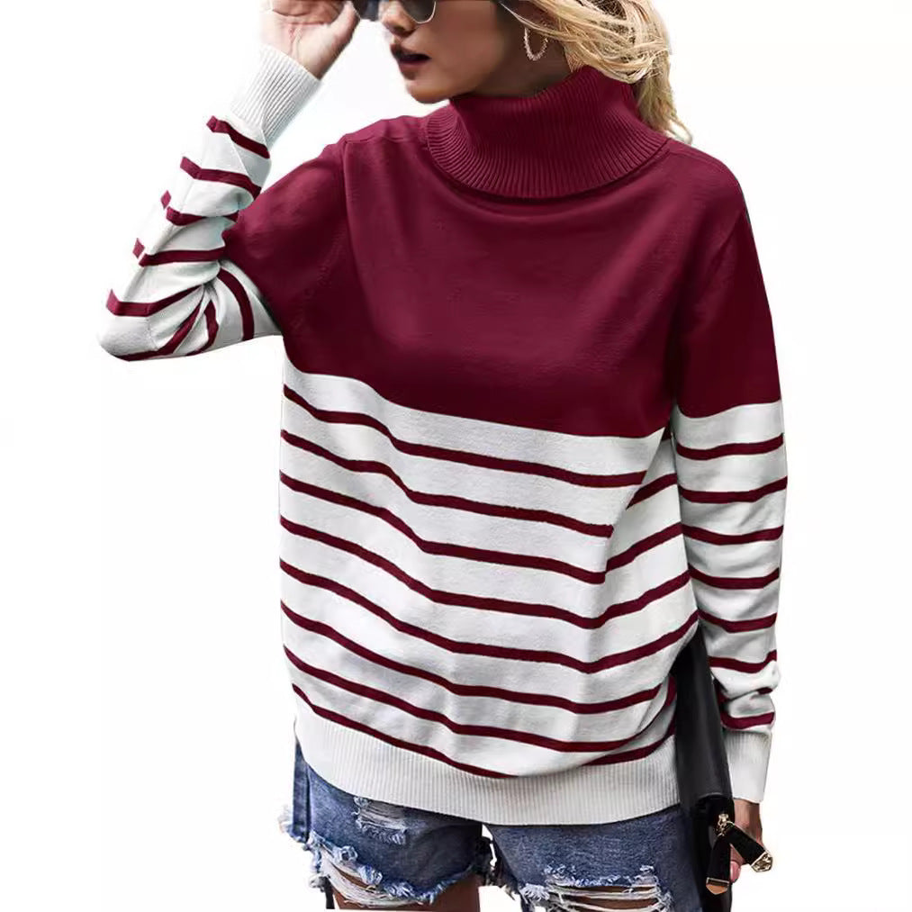 Pull col roulé confortable pour dames avec motif rayé Chic und Stil