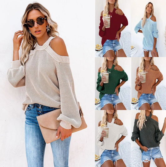 Pull femme Cool Off-Shoulder en tricot avec des manches larges Chic und Stil