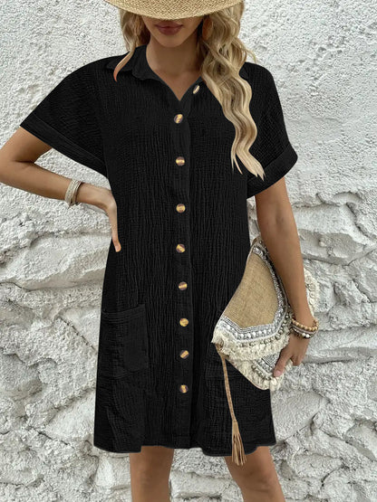 Dames robe chemisier à manches courtes Chic und Stil
