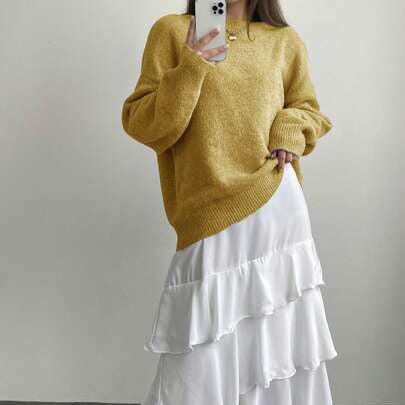 Pull en tricot surdimensionné pour femmes avec une douce polaire et des détails modernes Chic und Stil