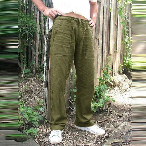Washed linen pants for men with multiple pockets Chic und Stil