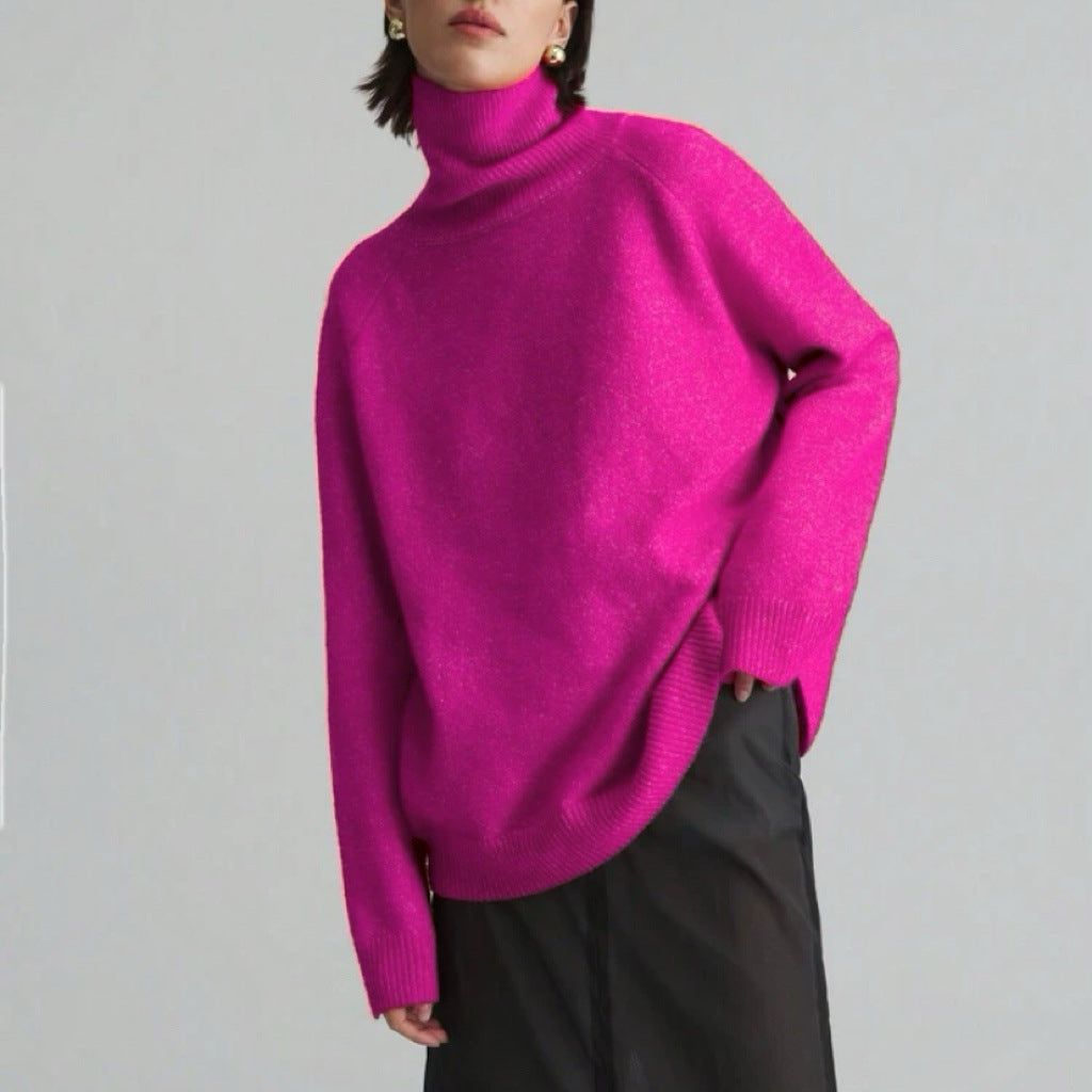 Pull à col roulé féminin à coupe oversize et texture fine Chic und Stil