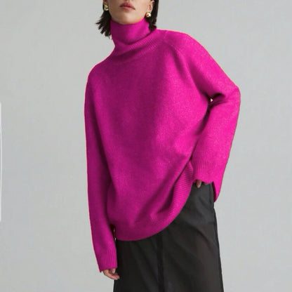 Pull à col roulé féminin à coupe oversize et texture fine Chic und Stil