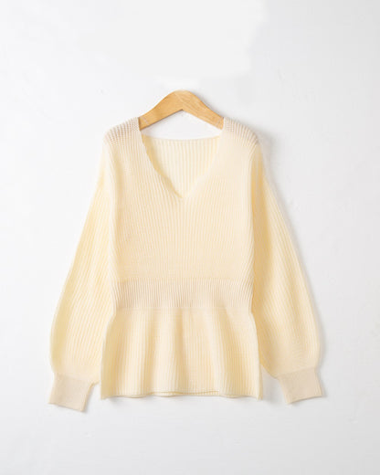 Pull en grosse maille pour femmes avec décolleté en V profond et coupe décontractée Chic und Stil
