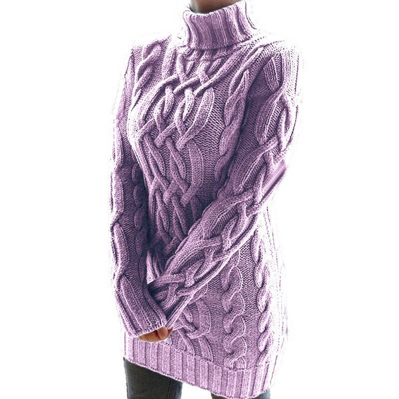 Pull-over en grosse maille pour femmes avec col montant et motif en torsade Chic und Stil