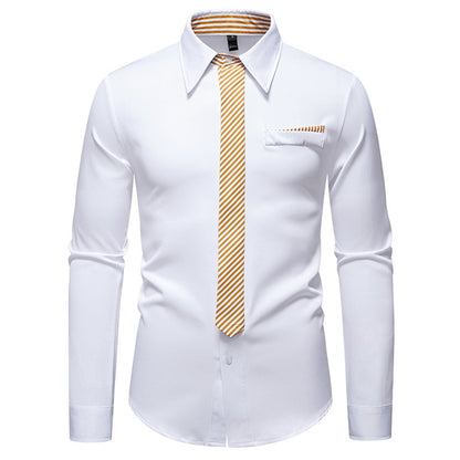 Chemise à manches longues pour hommes avec un design de col innovant et une poche poitrine pratique Chic und Stil