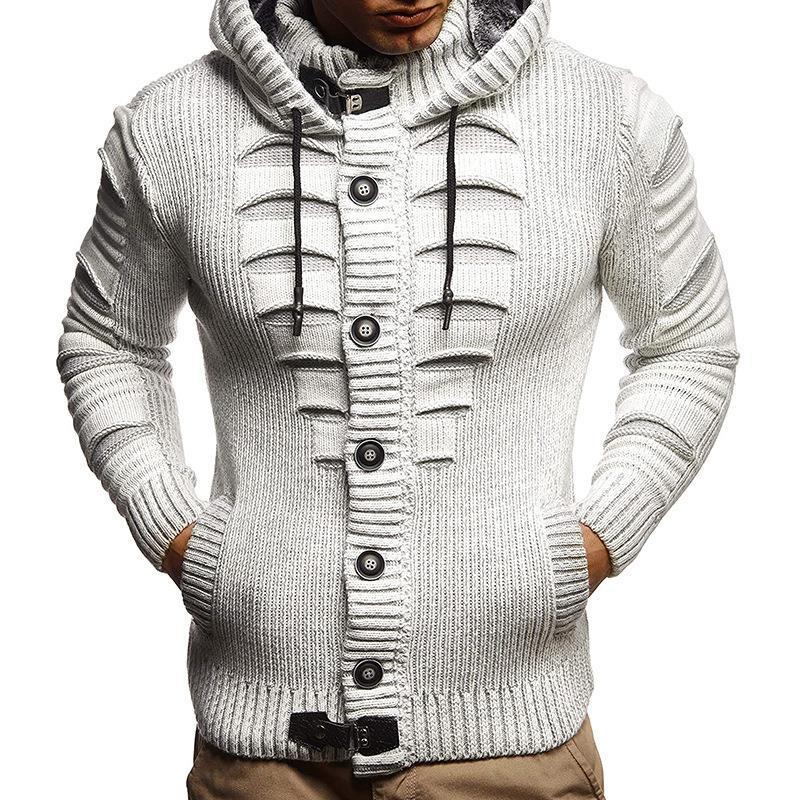 Veste en tricot pour hommes avec capuche et détails décoratifs des boutons Chic und Stil